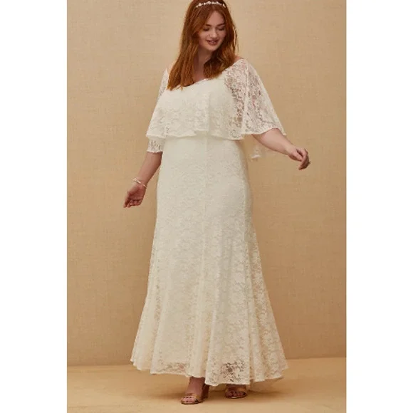 torrid ivory lace dress Womens Torrid Ivory Maxi Lace Button-Front Dress Size 0 12 Large NWT